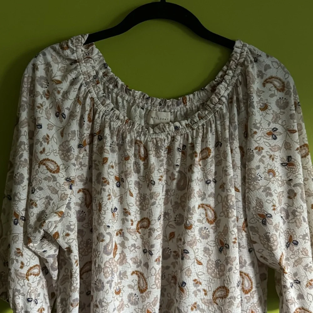 Melloday Winter White On/Off The Shoulder Floral Top Blouse Size XL - Picture 2 of 7